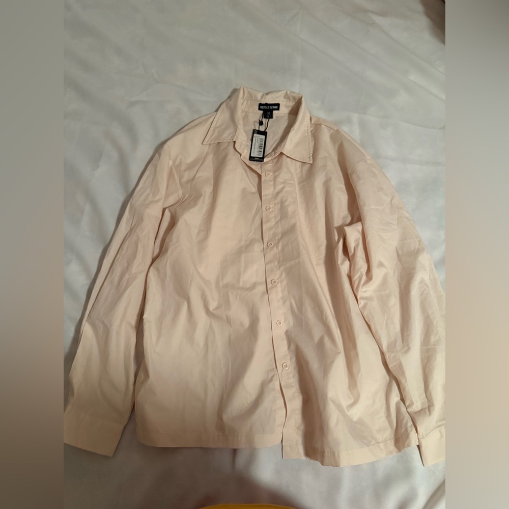 PrettyLittleThing Men's Light Pink Button-Down Shirt